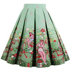 1950's Vintage Skater Skirt, Sexy Skater Skirt for Women, A Line Pleated Skirt, Floral Print Skirt, Retro Fashion Skirts, #HG15044