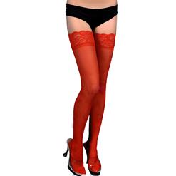 Red Stockings, Lace & Mesh Stockings, Red Sheer Thigh High Stockings, #HG7380