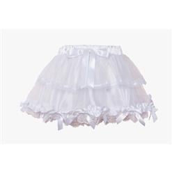 White Bow Petticoat, Sexy Tutus Petticoat, Mesh Layered Petticoat, #HG7895