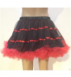 Ballet's Petticoat, Black Split Joint Red Organza Skirt,  Multi Layered Tulle Tutu Skirt, #HG9351