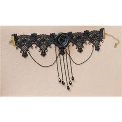 Victorian Black Rose Lace Cameo Choker Necklace J12033