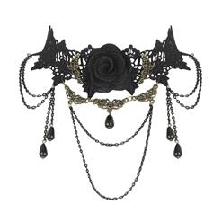 Gothic Vintage Punk Dress Up Wedding Party Tassel Lace Necklace J12063