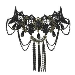 Gothic Vintage Punk Dress Up Wedding Party Tassel Lace Necklace J12064