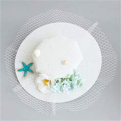 Elegant Charming White Flower Net Hair Clip Hat J17269