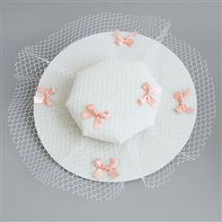 Elegant Charming White Little Bowknot Net Hair Clip Hat J17321