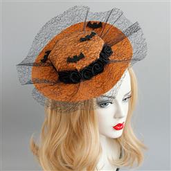 Elegant Charming Brown Flower and Bat Net Hair Clip Hat J17322
