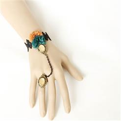 Fashion Vintage Lace Flower Wristband Bracelet Metal Ring J17815