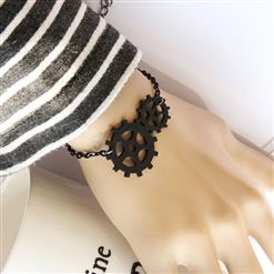 Gothic Metal Chain Wristband Time Wheel Embellishment Bracelet J17836