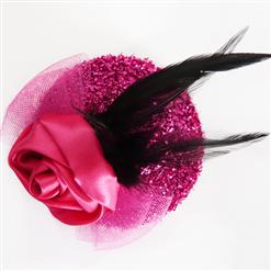 Amaranth Flower Flannel mini Top Hat, Sequin Rose Mini Top Hat, Mini Top Hat, #J7056