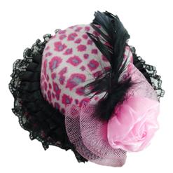 Feather Leopard Print Mini Top Hat, Feather Mini Top Hat, Leopard Print Mini Top Hat, #J7074