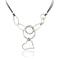 Fashion Silver Alloy Ring and Heart Infinity Choker Pendant Necklace J7422