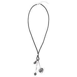 Women's Fashion Silver Metal and Rhinestone Heart Pendant Necklace J7423