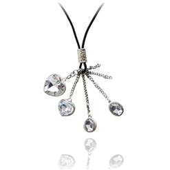 Women's Fashion Silver Metallic Chain and Rhinestone Heart Pendant Necklace J7424