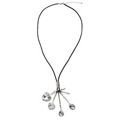 Women's Fashion Silver Metallic Chain and Rhinestone Heart Pendant Necklace J7424