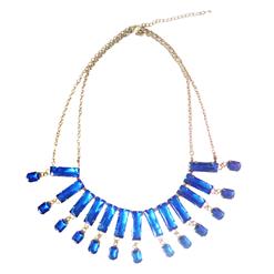 Women's Fashion Boho Blue Crystal Necklace J7435