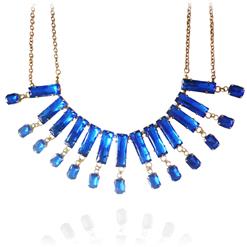 Women's Fashion Boho Blue Crystal Necklace J7435