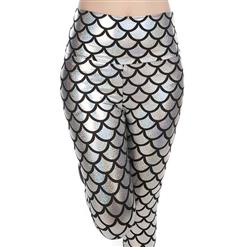 Sexy Silver Fish Scale Pattern High Waist Leggings L10260