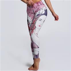 Women's Casual High Waist Figure Print Sports Leggings Yoga Fitness Pants L16133