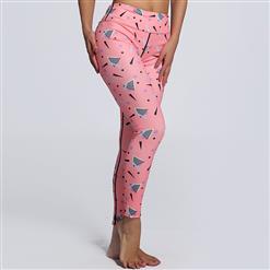Classical Geometric Print Yoga Pants, High Waist Tight Yoga Pants, Fashion Printed Fitness Pants, Casual Stretchy Sport Leggings, Women's High Waist Tight Full length Pants, #L16135