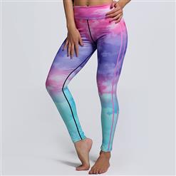 Women's Fashion High Waist Colorful Sports Leggings Yoga Fitness Pants L16136