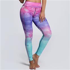 Classical Colorful Yoga Workout Pants, High Waist Tight Yoga Pants, Fashion Colorful Fitness Pants, Casual Stretchy Sport Leggings, Women's High Waist Tight Full length Pants, #L16136