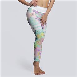 Classical Fruit Print Yoga Workout Pants, High Waist Tight Yoga Pants, Fashion Printed Fitness Pants, Casual Stretchy Sport Leggings, Women's High Waist Tight Full length Pants, #L16137