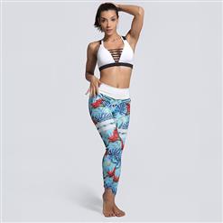 Women's Fashion High Waist Floral Print Sports Leggings Yoga Fitness Pants L16138
