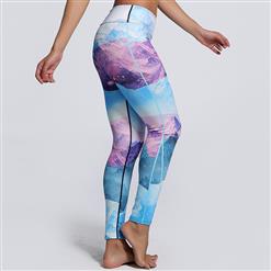 Women's High Waist Mountain Landscape Print Sports Leggings Yoga Fitness Pants L16145