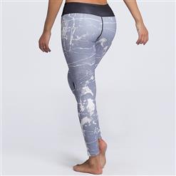 Women's Fashion High Waist White Graffiti Print Sports Leggings Yoga Fitness Pants L16150