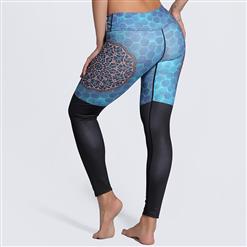 Women's High Waist Vintage Hexagon Print Sports Leggings Yoga Fitness Pants L16151