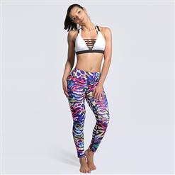 Women's Fashion High Waist Colorful Graffiti Print Sports Leggings Yoga Fitness Pants L16152