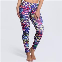 Classical Colorful Graffiti Print Yoga Pants, High Waist Tight Yoga Pants, Fashion Graffiti Printed Fitness Pants, Casual Stretchy Sport Leggings, Women's High Waist Tight Full length Pants, #L16152