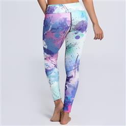 Women's Fashion High Waist Multicolor Graffiti Print Sports Leggings Yoga Fitness Pants L16155