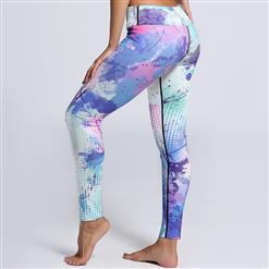 Women's Fashion High Waist Multicolor Graffiti Print Sports Leggings Yoga Fitness Pants L16155