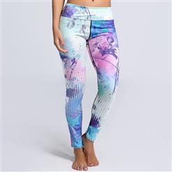 Classical Multicolor Graffiti Print Yoga Pants, High Waist Tight Yoga Pants, Fashion Colorful Graffiti Print Fitness Pants, Casual Stretchy Sport Leggings, Women's High Waist Tight Full length Pants, #L16155