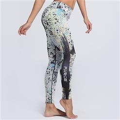 Women's Fashion High Waist Plaid Graffiti Print Sports Leggings Yoga Fitness Pants L16156