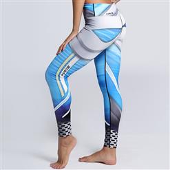 Women's Casual High Waist Color Gradient Print Sports Leggings Yoga Fitness Pants L16157