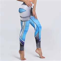 Women's Casual High Waist Color Gradient Print Sports Leggings Yoga Fitness Pants L16157