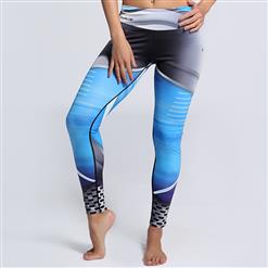 Classical Color Gradient Print Yoga Pants, High Waist Tight Yoga Pants, Fashion Color Gradient Print Fitness Pants, Casual Stretchy Sport Leggings, Women's High Waist Tight Full length Pants, #L16157