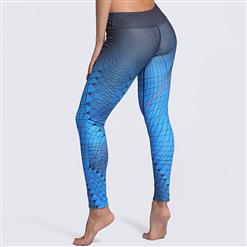 Women's High Waist Blue/Black Gradient Print Sports Leggings Yoga Fitness Pants L16159