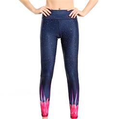 Women's Fashion Black High Waist Printed Yoga Fitness Pants Sports Leggings L16161