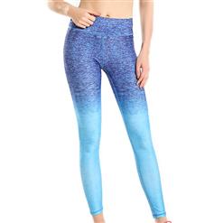 Women's Fashion High Waist Blue Color Gradient  Print Yoga Fitness Pants Sports Leggings L16164