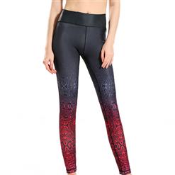 Classical Printed Yoga Pants, High Waist Tight Yoga Pants, Fashion Printed Fitness Pants, Casual Stretchy Sport Leggings, Women's High Waist Tight Full length Pants, #L16165