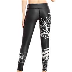 Women's Fashion Black High Waist 3D Tree Pattern Yoga Fitness Pants Sports Leggings L16168