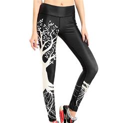 Women's Fashion Black High Waist 3D Tree Pattern Yoga Fitness Pants Sports Leggings L16168