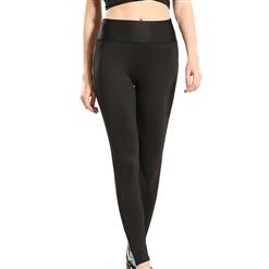Women's Fashion Black High Waist Color Block Splicing Elastic Yoga Pants Sports Leggings L16176