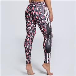 Women's Casual High Waist Colorful Ellipse Print Sports Leggings Yoga Fitness Pants L16185