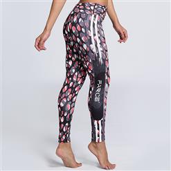 Women's Casual High Waist Colorful Ellipse Print Sports Leggings Yoga Fitness Pants L16185