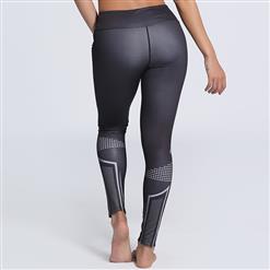 Women's Fashion Black High Waist Printed Sports Leggings Yoga Fitness Pants L16194