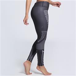 Women's Fashion Black High Waist Printed Sports Leggings Yoga Fitness Pants L16194